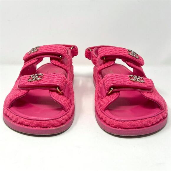 CHANEL Dad Sandals Hot Pink CC Logo Strap Chunky Sole EU39 - Picture 3 of 11